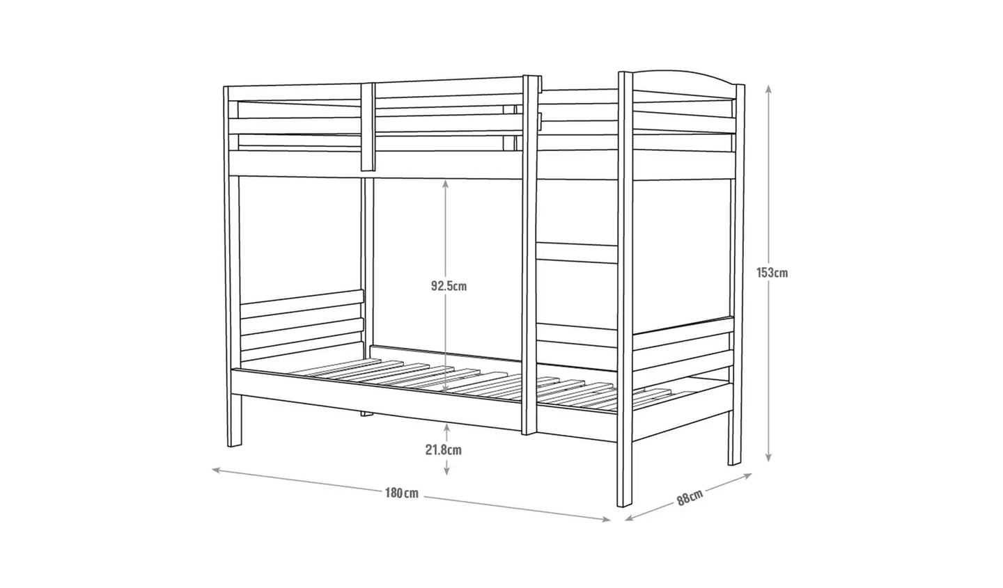Josie Shorty White Bunk Bed - WITH MATTRESS